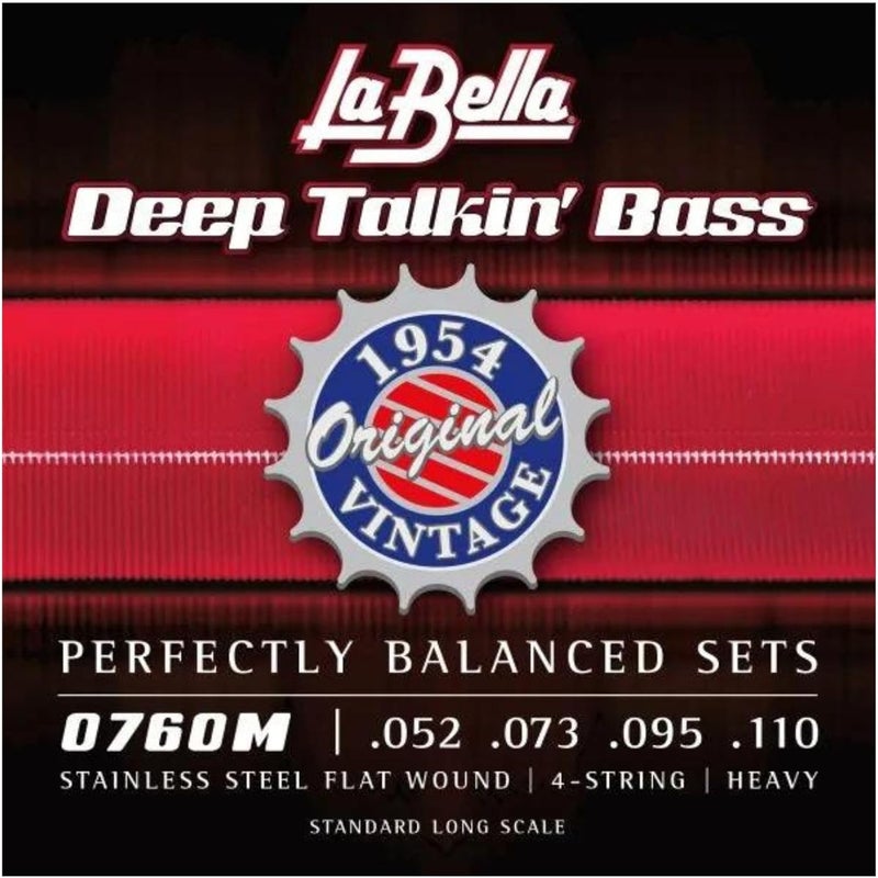La Bella 760M Deep Talkin' Bass Strings Set - Stainless Steel Flat Wound, 4-String, Heavy Gauge (.052 - .110) - Image 1